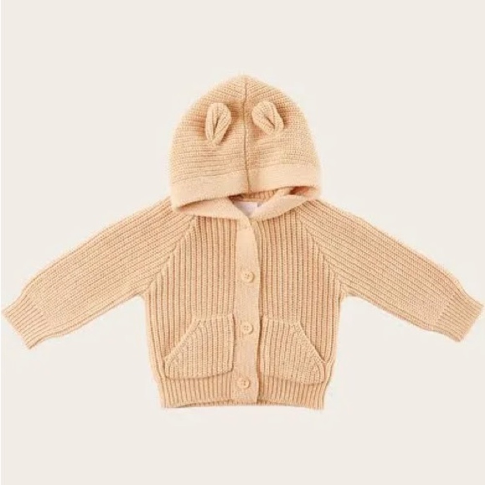 Jamie Kay Bear Cardigan - Size 3T - Amberlight/Peach